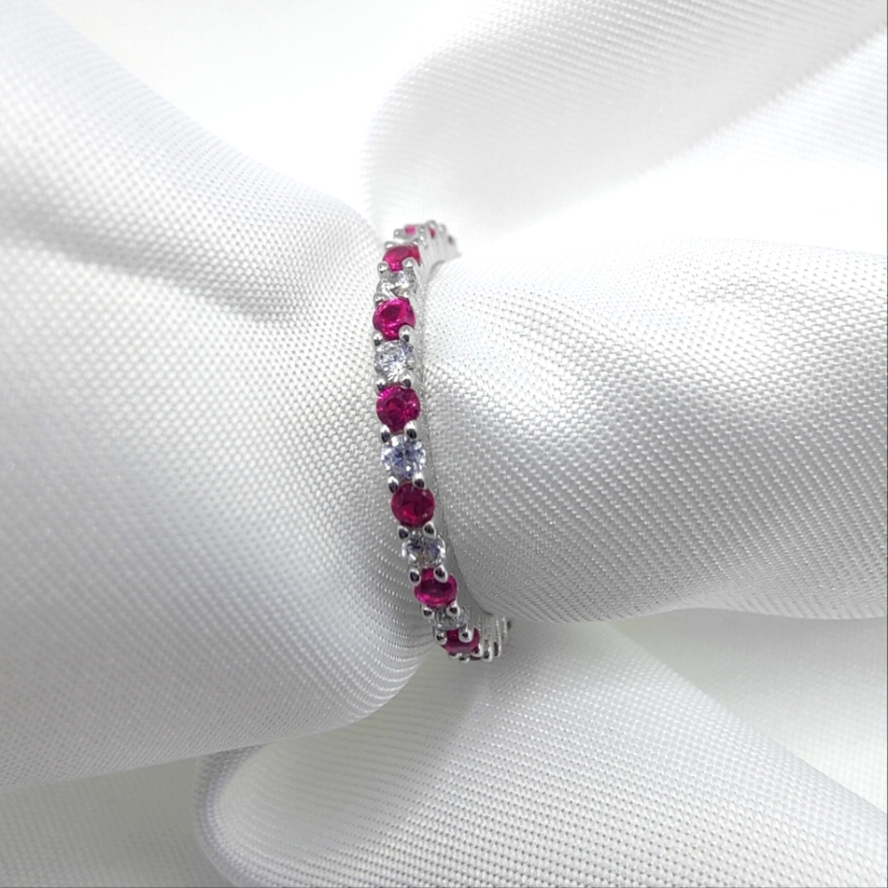 925 Sterling Silver Zircon Ring Pink Diamond Zircon